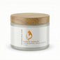 Jar of Peach Medley Nourishing Shea Cream with wooden lid on a white background